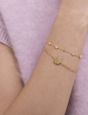 ASTLEY CLARKE: Luna Crescent 18ct Yellow Gold Vermeil And White Sapphire Locket Bracelet