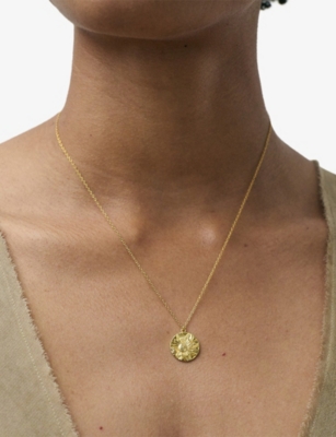 Astley Clarke Womens Terra Dahlia 18ct Yellow Gold Vermeil Pendant Necklac In Gold