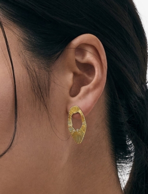 ASTLEY CLARKE: Raye Statement 18ct Yellow Gold Vermeil And Lab-Grown White Sapphire Stud Earrings