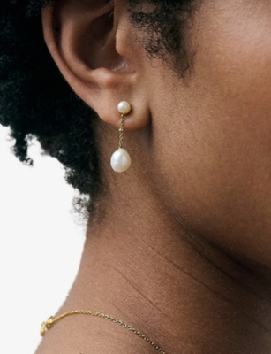 ASTLEY CLARKE: Chain 18ct Yellow Gold Vermeil And Freshwater-Pearl Drop Earrings