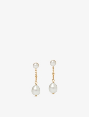 ASTLEY CLARKE: Chain 18ct Yellow Gold Vermeil And Freshwater-Pearl Drop Earrings