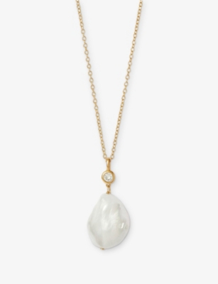 ASTLEY CLARKE: Pearl 18ct Yellow Gold Vermeil, Pearl And Sapphire Pendant Necklace