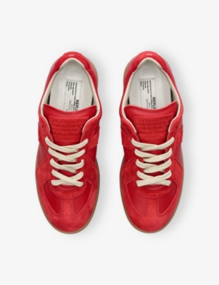 Maison Margiela Leather-suede Replica Sneakers In Red