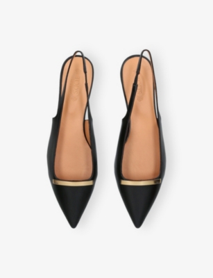 Tod's Leather Flat Ballerinas With Gold-tone Detail In Black