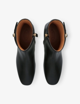 Tod's Mens Black Logo-embellished Leather Heeled Ankle Boots Eur 36 / 3 Uk In Black