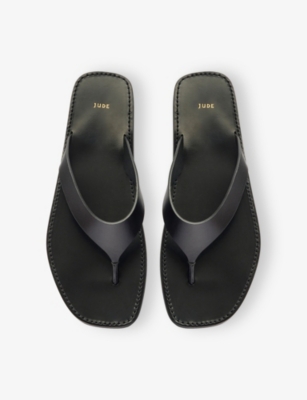 JUDE: Vermelho Flat Leather Sandals