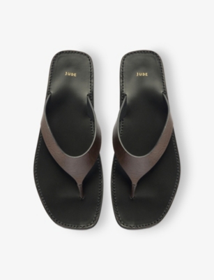 JUDE: Vermelho Flat Leather Sandals