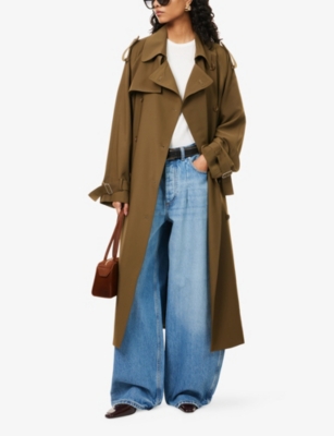 The Frankie Shop Womens Khaki Veyron Double-breasted Woven Trench Coat Xs
