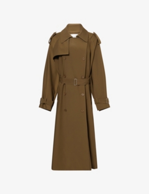 The Frankie Shop Womens Khaki Veyron Double-breasted Woven Trench Coat Xs
