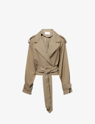 The Frankie Shop Womens Khaki Simona Short Woven Trench Coat Xs