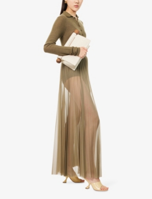 THE FRANKIE SHOP: Vallen Pleated Mesh Maxi Skirt