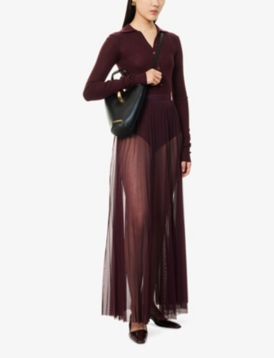THE FRANKIE SHOP: Vallen Pleated Mesh Maxi Skirt