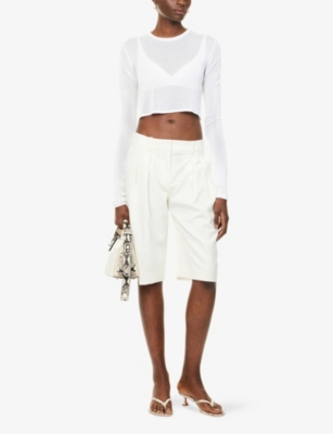 The Frankie Shop Womens White Kazel Semi-sheer Knit Long-sleeve Top In White
