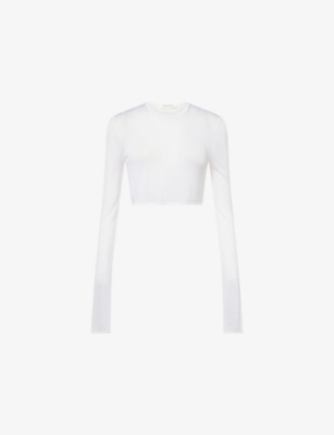 The Frankie Shop Womens White Kazel Semi-sheer Knit Long-sleeve Top In White