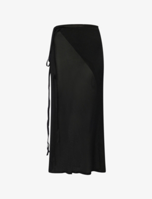 The Frankie Shop Womens Black Alsen Wrap Knitted Midi Skirt Xs In Black