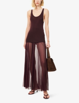 The Frankie Shop Womens Burgandy Rivo Scoop-neck Knitted Top In Brown