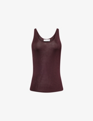 The Frankie Shop Womens Burgandy Rivo Scoop-neck Knitted Top In Brown