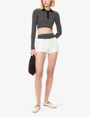 The Frankie Shop Womens Black/white Stripe Alissa Striped Knitted Shorts