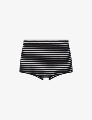 The Frankie Shop Womens Black/white Stripe Alissa Striped Knitted Shorts