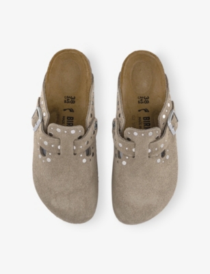 Birkenstock Womens Taupe Rivet Boston Suede Clogs Eur 38/5 Uk