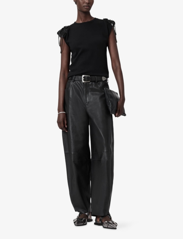 Shona Embroidered-Shoulder Cotton Top