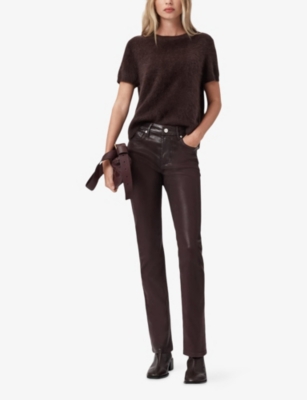 Allsaints Womens  Haldan Bootcut Mid-rise Coated Stretch-denim Jeans In Multi