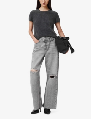 ALLSAINTS: Aki Crossover Wide-Leg Mid-Rise Jeans