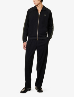 FRED PERRY: Embroidered-Logo Long-Sleeve Cotton-Jersey Jacket