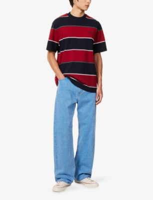 Fred Perry Mens Navy Striped Relaxed-fit Cotton T-shirt Xl In Multi