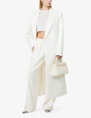 The Frankie Shop Womens Gaia Double-breasted Wool-blend Coat Ivory Xxs In White