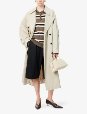 The Frankie Shop Womens Beige Mavis Oversized Woven Trench Xs In Brown