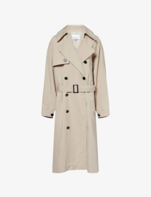 The Frankie Shop Womens Beige Mavis Oversized Woven Trench Xs In Brown