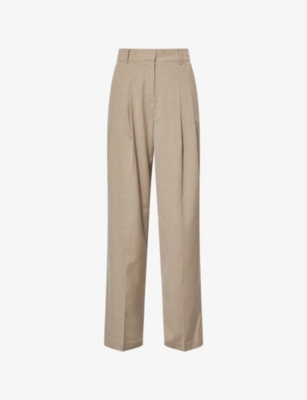THE FRANKIE SHOP: Gelso Pleated Woven-Twill Trousers