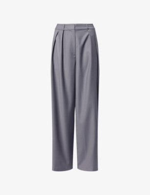 The Frankie Shop Womens Grey Ripley Pleated Wide-leg Wool-blend Trousers