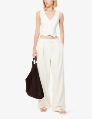 The Frankie Shop Womens Ivory Ripley Pleated Stretch-woven Trousers In Neutral