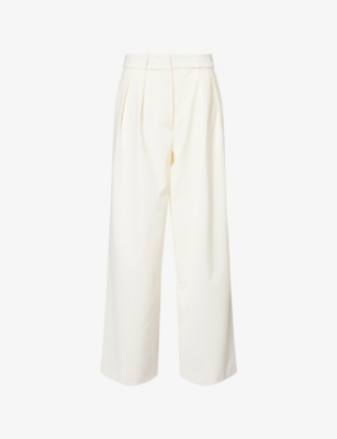 The Frankie Shop Womens Ivory Ripley Pleated Stretch-woven Trousers In Neutral