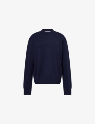 The Frankie Shop Womens Navy Rafaela Padded-shoulders Wool And Cashmere Jumper In Blue