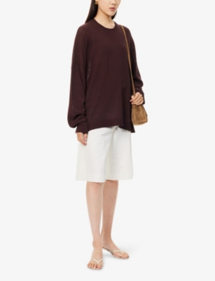 The Frankie Shop Womens Brown Rafaela Padded-shoulder Knitted Wool Jumper In Brown