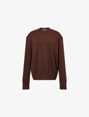 The Frankie Shop Womens Brown Rafaela Padded-shoulder Knitted Wool Jumper In Brown