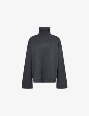 The Frankie Shop Womens Charcoal Rhea Trapeze Turtleneck Wool And Cotton Jumper In Gray