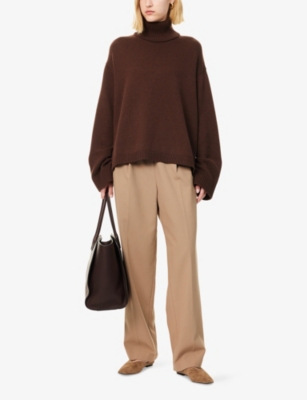 The Frankie Shop Womens Brown Rhea Trapeze Turtleneck Wool And Cotton Jumper Xs In Brown