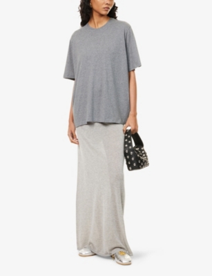 The Frankie Shop Womens Dark Grey Melange Harper Soft Cotton-jersey T-shirt In Gray