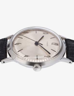 Timex Mens Silver Tw2r47900 Marlin Stainless-steel Mechanical Hand-wind Watch In Silver
