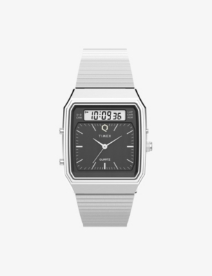 Timex Mens Black Tw2y05900 Q 1982 Reissue Stainless-steel Watch In Black
