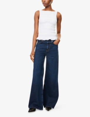 Citizen Of Humanity Womens Lotus (dk Indigo) Lyra Wide-crop-leg High-rise Stretch-regenerative-denim Blend Jeans
