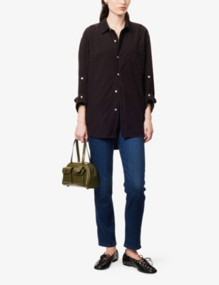 Citizen Of Humanity Womens Barrister (dk Brown) Kayla Relaxed-fit Corduroy Cotton Shirt In Brown
