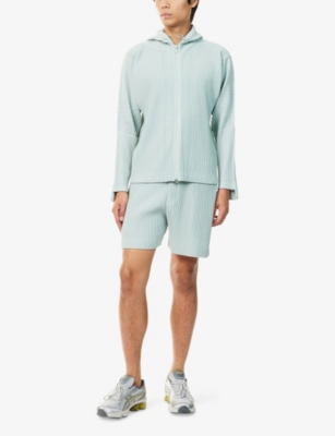 Issey Miyake Ns Sericite Blue Mc July Regular-fit Knitted Shorts In Blue