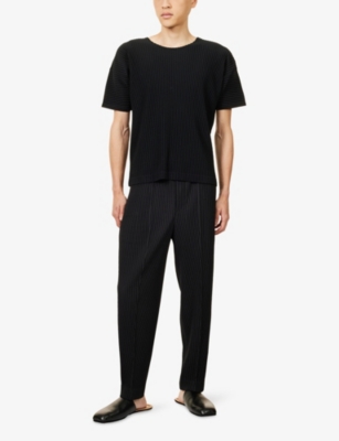 Issey Miyake Ns Coke Gray Compleat Pleated Knitted Trousers In Black