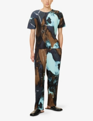 Issey Miyake Ns Brown Agate Graphic-print Knitted Trousers In Brown