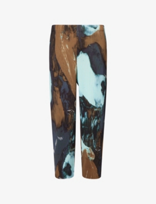 Issey Miyake Ns Brown Agate Graphic-print Knitted Trousers In Brown